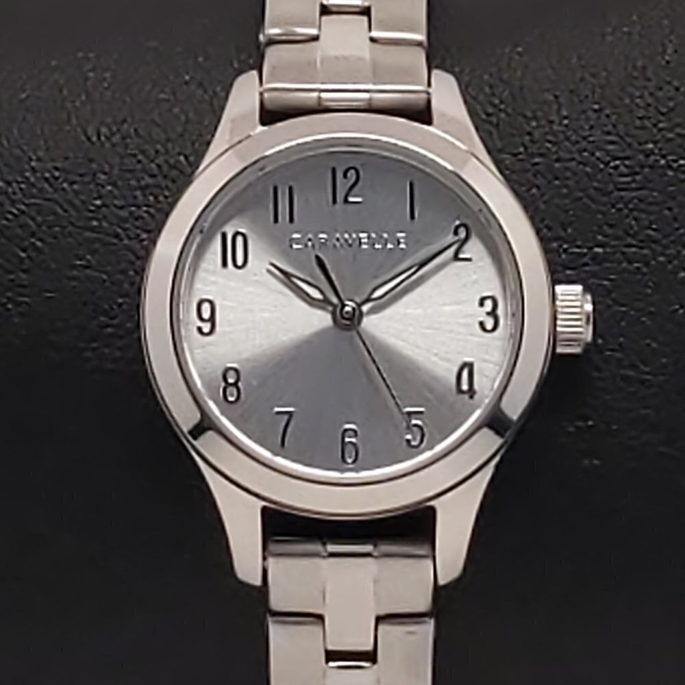 Caravelle Ladies Quartz Watch By Bulova Silvertone White Dial 24mm - Picture 6 of 12